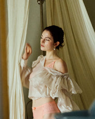 Adorable ballerine longue en dentelle transparente triangle bralette