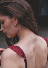 Delicate flowers burgundy half cup single layer bra