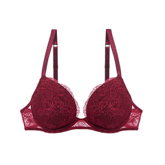 Fleurs délicates soutien-gorge push up rembourré bordeaux